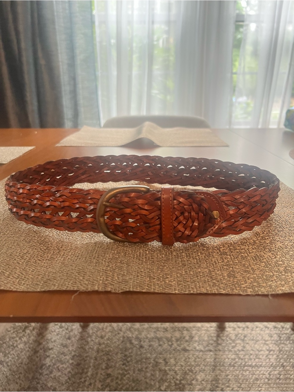 Braided Leather Belt in Brown - Men's Accessory